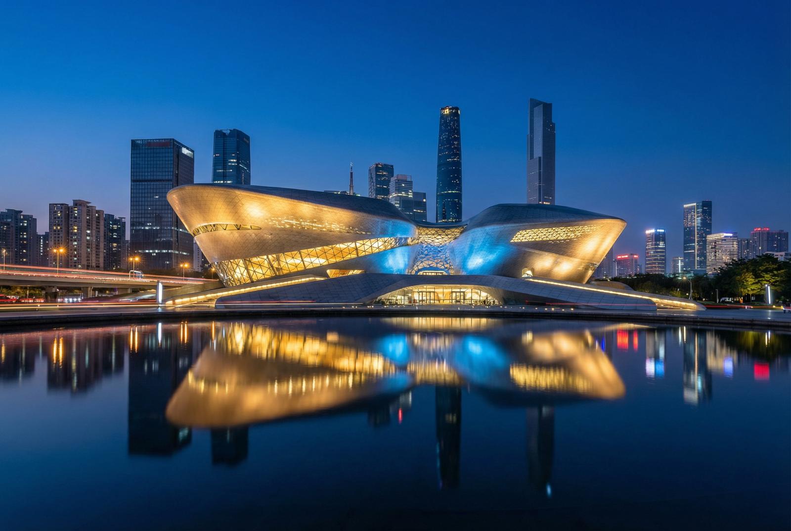 高清视频广州大剧院夜景视频